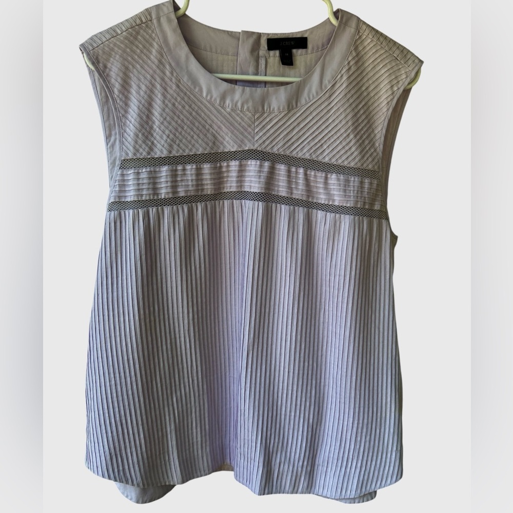 J. Crew Lilac Sleeveless  pin tuck Pleated Top size 14